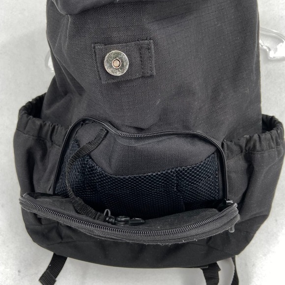 Eddie Bauer Canvas Backpack Cinch Drawstring Top Flap Closure Black - Picture 5 of 12